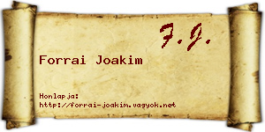 Forrai Joakim névjegykártya
